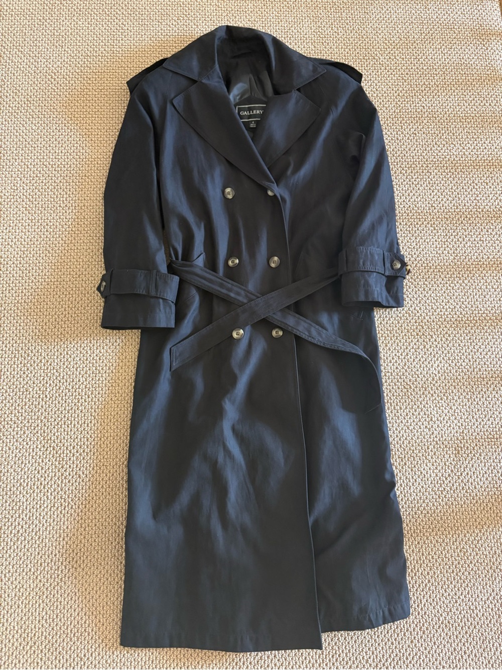 Gallery Black Double-Breasted Trench